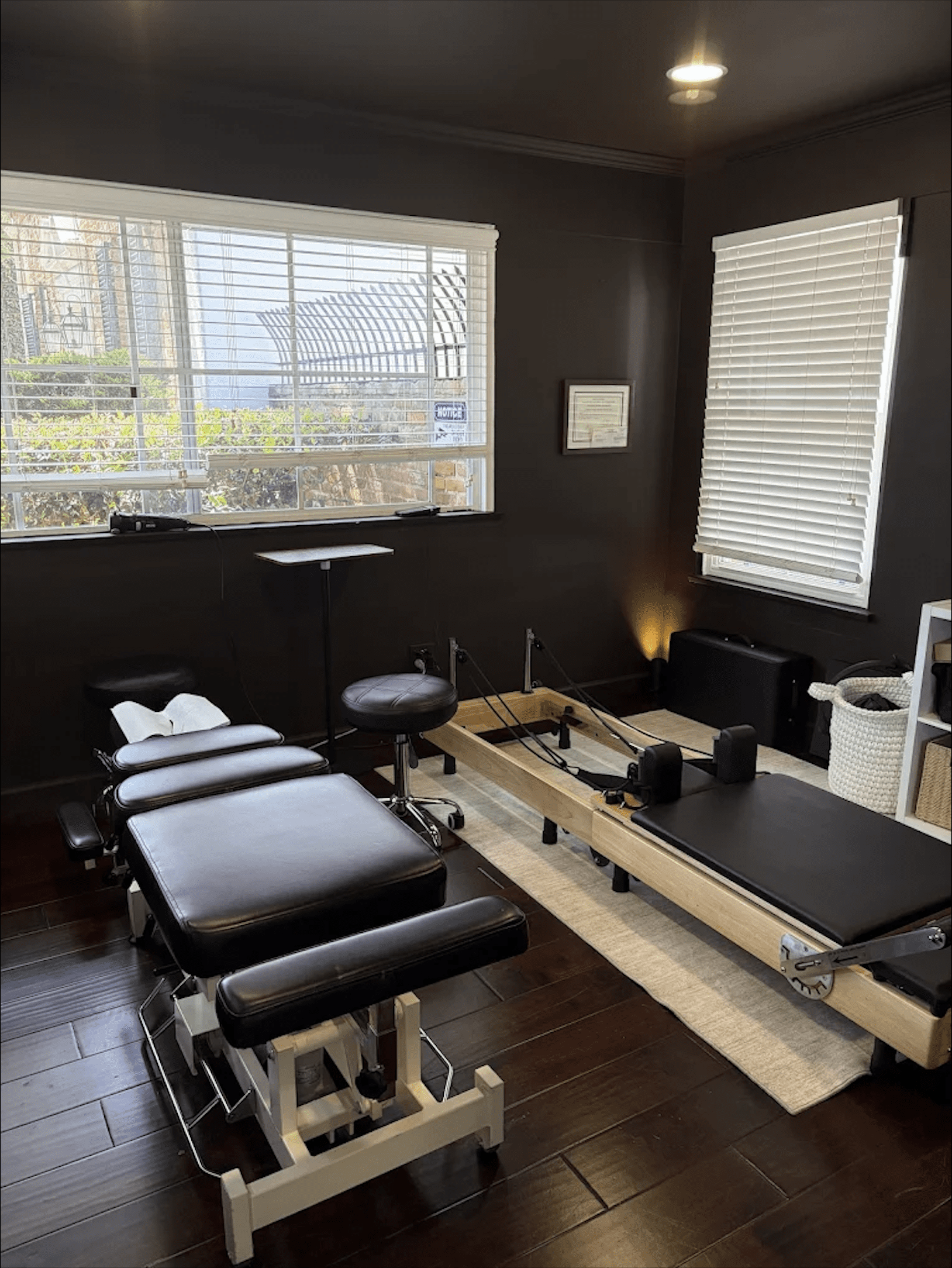 Downtown La Jolla chiropractic treatment room with adjustment table and natural light